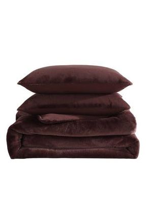Vera Wang Faux Fur Comforter & Sham Set in Dark Red at Nordstrom Rack, Size Queen
