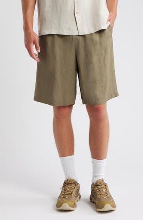 Topman Wide Leg Linen Blend Shorts in Khaki at Nordstrom Rack, Size Medium