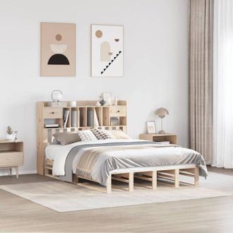 vidaXL Cama Con Estanter&iacute;a Sin Colch&oacute;n Madera Maciza De Pino 150x200cm Vidaxl