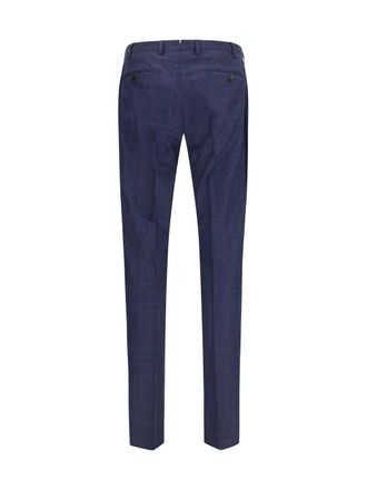 Germano Tone-on-Tone Checked Wool Trousers - Navy