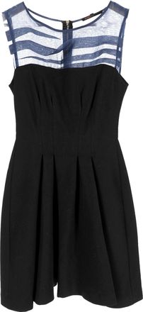 Maje Pleated Sleeveless Mini Dress in Black Polyester