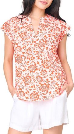 Gibsonlook Cap Sleeve Stretch Cotton Top in Blossom Haze at Nordstrom, Size Xx-Large