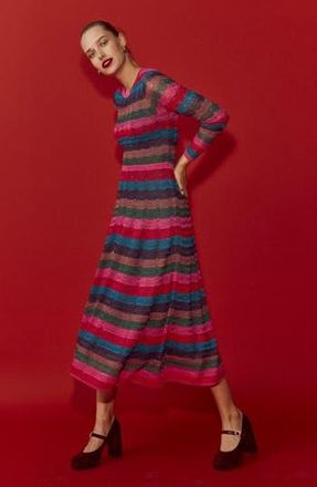 Boden Metallic Wave Long Sleeve Knit Dress in Multi Stripe at Nordstrom Rack, Size 4