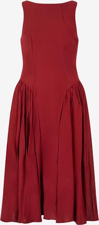 Reformation Midikeid mit U-Boot-Ausschnitt aus Cr&ecirc;pe Anelis