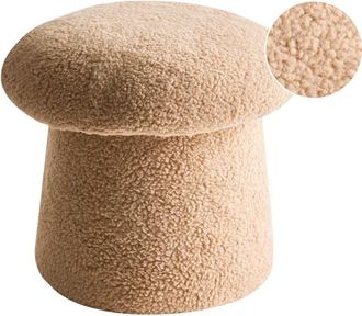 Beliani Puf moderno redondo en forma de seta reposapiés dormitorio sala de estar tejido de bouclé beige Eufaula