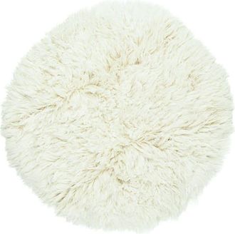 THEKO Alfombra flokati de lana virgen natural d100 cm