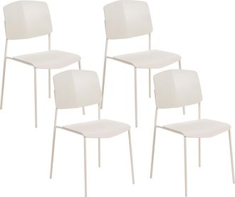 Beliani Conjunto De 4 Sillas Beige Material Sint&eacute;tico Pl&aacute;stico Comedor Astoria