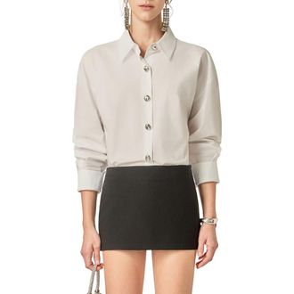English Factory Oversize Collar Button-Up Blouse in White at Nordstrom, Size X-Small