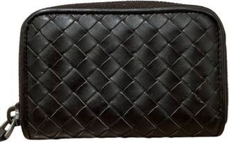 Bottega Veneta Intrecciato Black Leather Coin Purse/Coin Case (Pre-Owned)