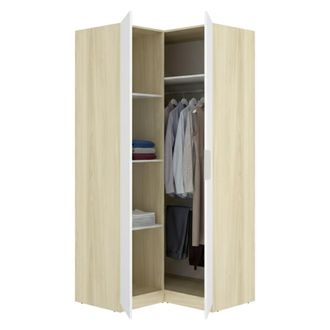 Dmora Armario 2 Puertas Luber, Ropero Dormitorio Con Barras, Cajones, 4 Estantes, 95x204h Cm Blanco