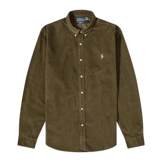 Ralph Lauren Slim FIT Corduroy Shirt Olijfgroen - Heren - Casual Overhemden - Groen - XL - Katoen - Overhemden