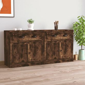 vidaXL Vidaxl - Aparadores 2 Piezas Madera Contrachapada Roble Ahumado