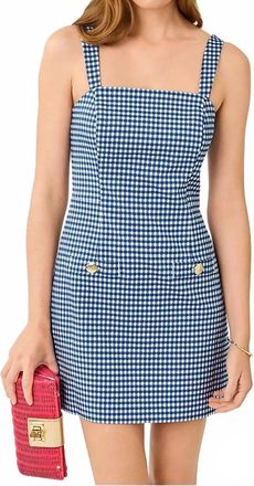 Lilly Pulitzer Veda Skirted Romper In Starlight Navy Gingham Stretch Jacquard