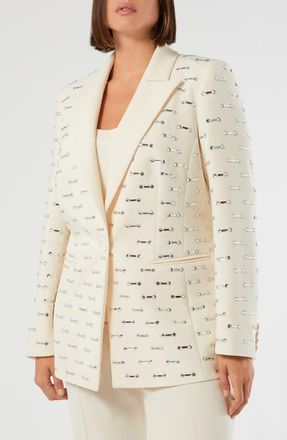 Marina Rinaldi Mescmalto Rhinestone Detail Jacket in Light Yellow at Nordstrom, Size 16 W