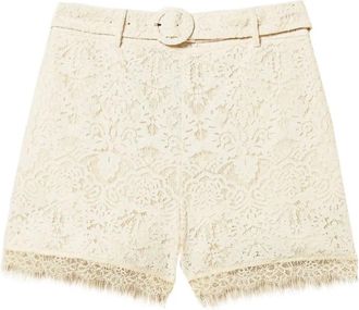 Twinset Kanten Shorts met Riem - Dames - Bermuda - Wit - M - Katoen - Korte Broeken