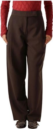 Co'Couture Vola Carrot Pleat Pant - Dames - Wijde Broeken - Bruin - S - Polyester - Broeken