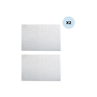 MSV Juego De 2 Alfombras De Ba&ntilde;o Chenille Microfibra 50x80cm Blanco Msv