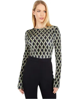 Preen Womens Preen by Thornton Bregazzi Noa Top Black Diamond Print RED544