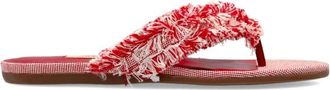 Jimmy Choo London Bay Flat Sandal - Dames - Slippers - Rood - 38 EU - Leer - Schoenen