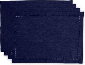 Solino Home Linen Placemats Set of 4, 14 x 19 Inch for Dining Table, Holiday and Everyday Table Decor - Milan in Chambray Navy at Nordstrom, Size