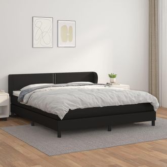 vidaXL Vidaxl - Cama Box Spring Con Colch&oacute;n Cuero Sint&eacute;tico Negro 180x200 Cm