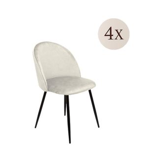 Dmora Dmora - Juego De 4 Sillas Achito, Sill&oacute;n Tapizado En Terciopelo, Silla De Comedor Acolchada, Asiento Para Reuniones, 51x54h82 Cm, Marfil
