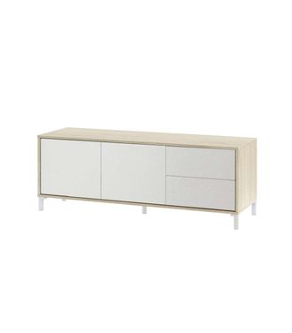 F.R.S. Frs - Mueble Tv Modelo Nabur En Roble Canadian Y Blanco Artik, 130 Cm (ancho) X 47 Cm (alto) X 41 Cm (fondo)