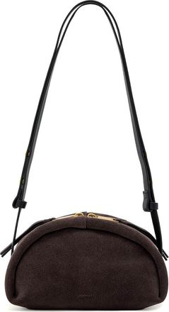AllSaints Rosalie Arc Suede Crossbody Bag in Burnt Umber Red at Nordstrom