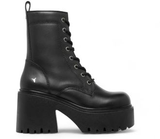 Windsor Smith Black Leather Platform Ankle Boots - Totally
