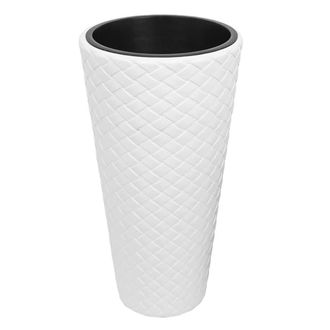 Prosperplast Maceta Alta De Ratan Sint&eacute;tico 23 Litros Color Blanco 30 X 55 Cm