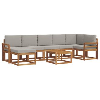 vidaXL Conjunto De Sof&aacute;s De Exterior 8 Pcs Gris Natural Y Claro Vidaxl