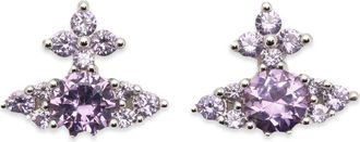 Vivienne Westwood Lavender Gemstone Stud Earrings with Silver-tone Metal Base