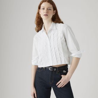 Levi's Cropped Harlie Tuxedo Shirt - Womens - XS - White