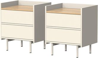 Vicco Mesilla De Noche Velina, Crema, Juego De 2, Vicco