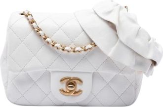 Chanel Pre-owned Vintage Quilted Lambskin Crossbody Bag - Dames - Vintage Schoudertas - Wit - ONE Size - Leer - Vintage