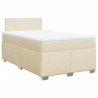 vidaXL Cama Box Spring Con Colch&oacute;n Tela Color Crema 120x200 Cm Vidaxl