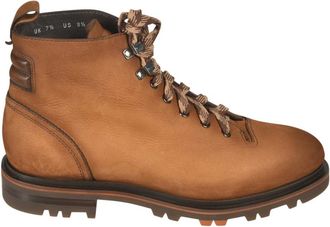 Santoni Platte Schoenen - Heren - Veterlaarzen - Bruin - 41 EU - Schoenen