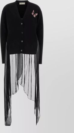 Blumarine viscose blend cardigan asymmetric hem embroidery