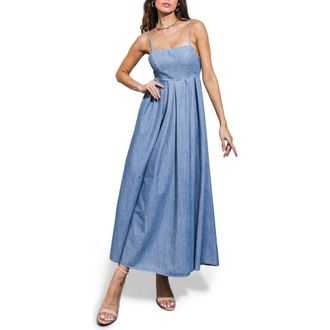 Flying Tomato Washed Denim Midi Dress in Light Indigo at Nordstrom Rack, Size X-Small