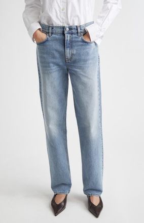 Toteme Low Rise Organic Cotton Straight Leg Jeans in True Vintage at Nordstrom, Size 32