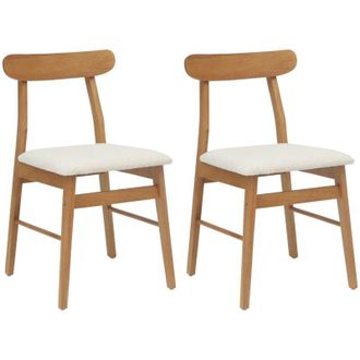vidaXL Dining Chair 2 pcs Natural and Light Solid Rubber Wood vidaXL