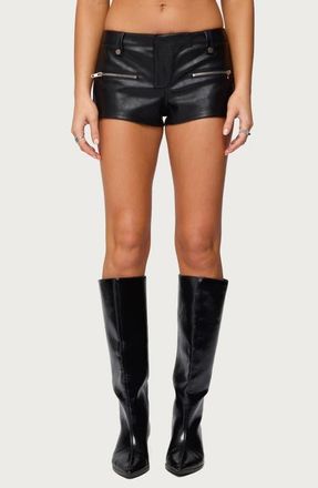 Edikted Labella Faux Leather Micro Shorts in Black at Nordstrom, Size X-Small