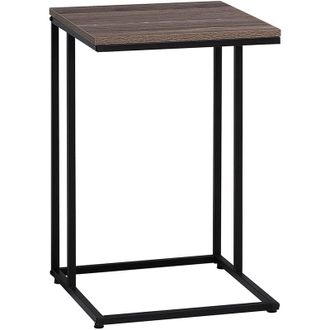 Beliani Beliani - Mesa Auxiliar De Madera Gris Pardo Forma De U Marco De Metal Negro Estilo Industrial Tablero De Part&iacute;culas Sala De Estar Troy