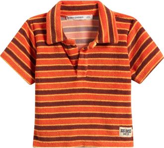 Bobo Choses Stripe Brick Terry Cloth Polo in Orange at Nordstrom, Size 12M