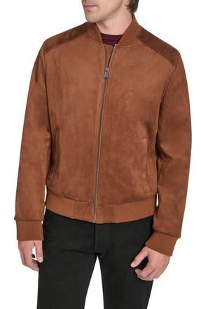 Cole Haan Faux Suede Bomber Jacket in Cognac at Nordstrom Rack, Size Xx-Large