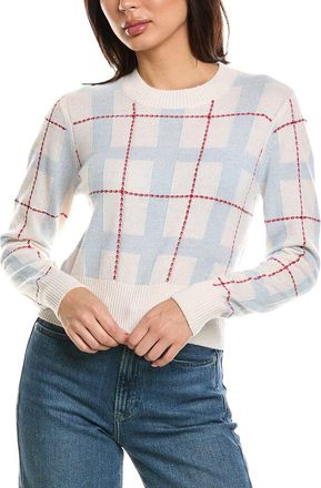 Brodie Checkered Crewneck 100% Cashmere Sweater