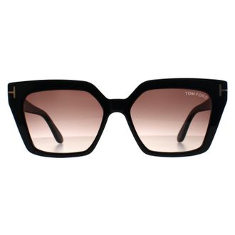 Tom Ford Cat Eye Womens Shiny Black Purple Brown Gradient Winona FT1030 - One Size