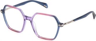 Police Paars Verduisterd Blauw Brillenmontuur - unisex - Brillen - Veelkleurig - 53 MM - Accessoires