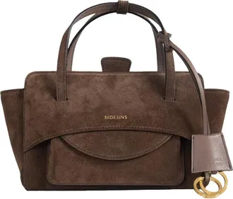 Hidesins Suede Shoulder Bag with Flap Closure and Integrated Pouch