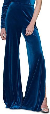 Monique Lhuillier Wide Leg Velvet Pants w/ Side Opening